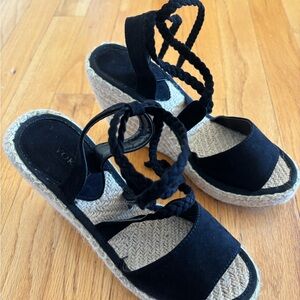 Yoki - Black Espadrille Wedge Sandals